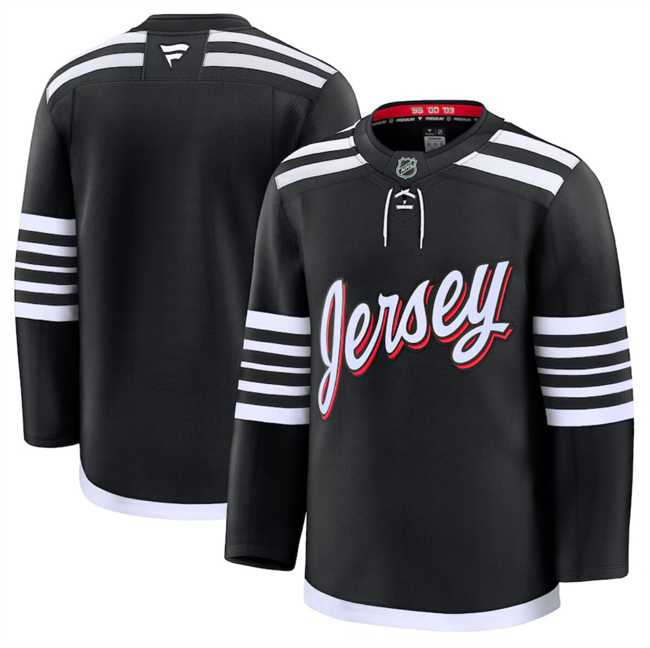 Men%27s New Jersey Devils Custom Black 2024-25 Alternate Stitched Hockey Jersey